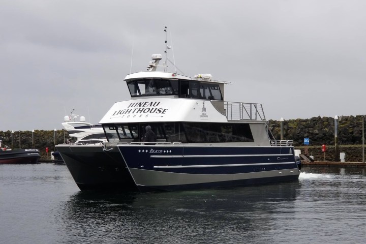 a small boat in a large body of water