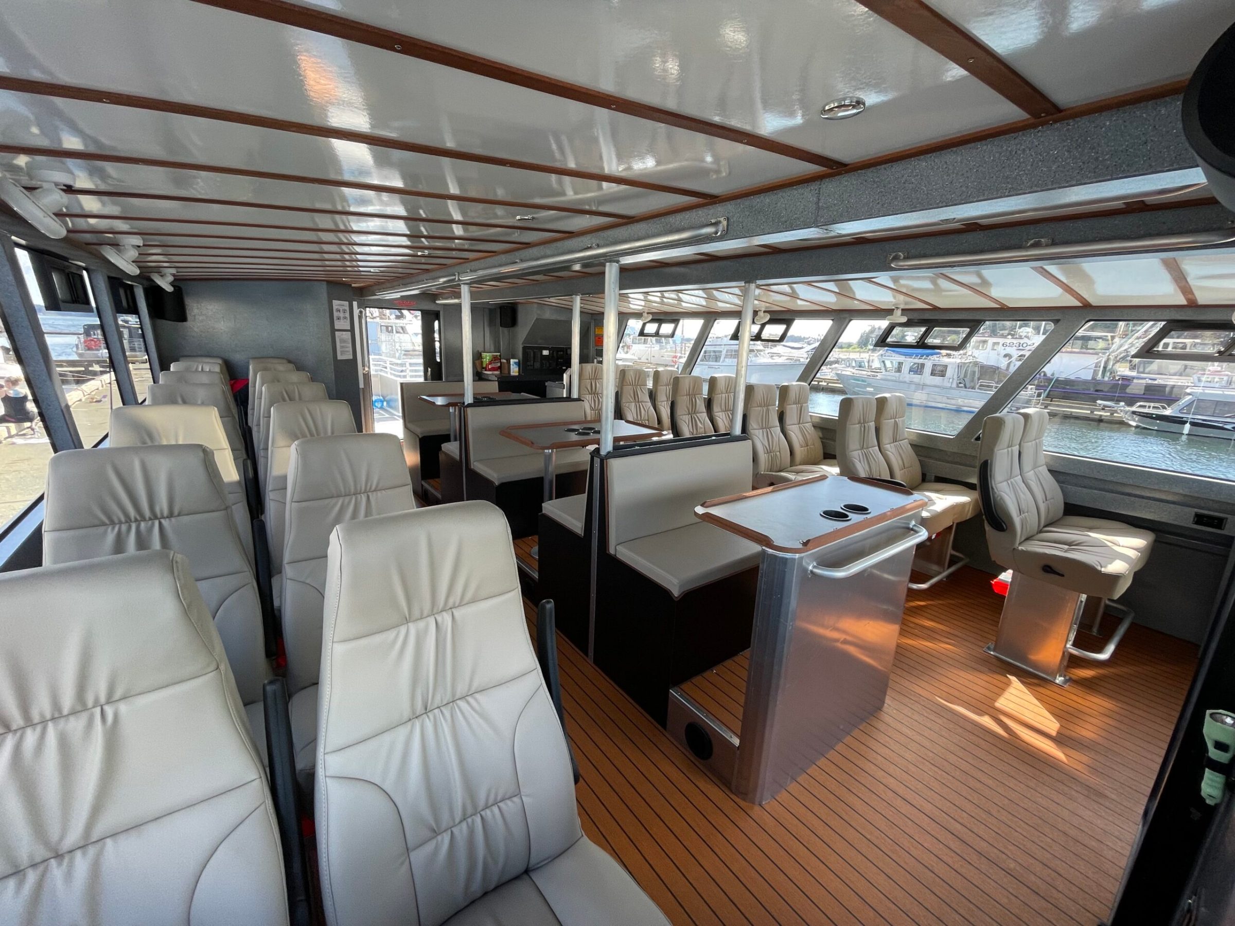 a train that is sitting on a bed